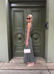 The Jayne Dress - Black/Ivory Stripe