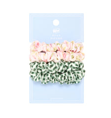 The Hill House x Wet Brush Printed Small Scrunchies - Emerald Gingham and Pink Floral