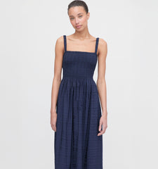 The Anita Nap Dress - Navy Sheer Plaid