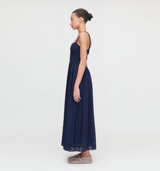The Anita Nap Dress - Navy Sheer Plaid