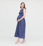 The Maternity Cosima Nap Dress - Navy Trellis