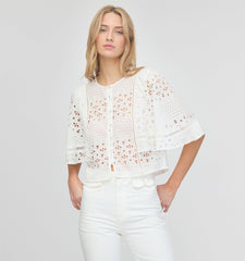 The Meadow Top - White Floral Broderie