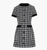 The Allegra Dress - Black and White Tweed