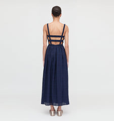 The Anita Nap Dress - Navy Sheer Plaid