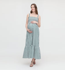 The Maternity Anjuli Nap Dress - Green Stripe