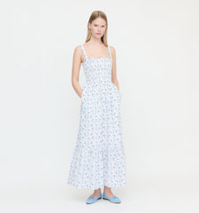 The Anjuli Nap Dress - Blue Vine Stripe