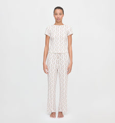 The Cleo Pointelle Set - Pink Ribbon Rose Ikat