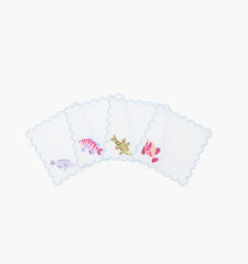 The Cocktail Napkin Set - White Rainbow Fish