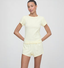 The Coco Pointelle PJ Set - Butter Yellow Pointelle