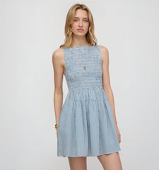 The Cosima Mini Nap Dress - Lagoon Gingham