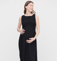 The Maternity Cosima Nap Dress - Black Jersey