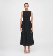 The Cosima Nap Dress - Black Tonal Seersucker