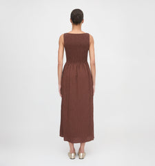 The Cosima Nap Dress - Chocolate Tonal Seersucker