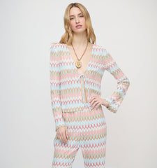 The Delia Top - White Multi Smooth Shimmer Knit