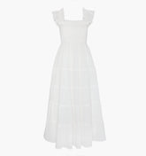 The Ellie Maxi Nap Dress - White Tonal Seersucker