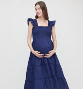 The Maternity Ellie Nap Dress - Navy Cotton