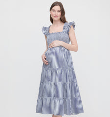 The Maternity Ellie Nap Dress - Navy Stripe
