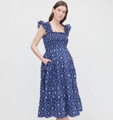 The Maternity Ellie Nap Dress - Navy Trellis