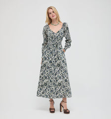 The Eugenia Nap Dress - Jacobean Bloom Blue/Green
