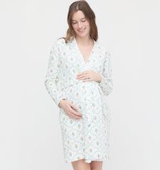 The Maternity Ivory Robe - Pastel Trellis