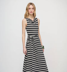 The Jayne Dress - Black/Ivory Stripe