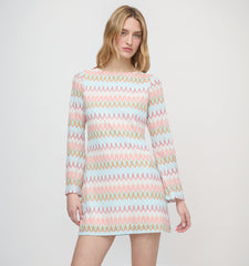The Nathalie Dress - White Multi Smooth Shimmer Knit