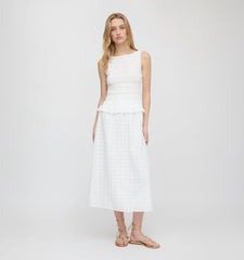 The Phoebe Nap Top - White Crinkle Check