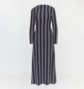 The Selene Dress - Black Cobalt Medallion Stripe