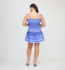 The Seraphina Mini Nap Dress - Blue Indigo Tilework