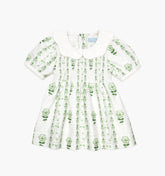The Baby Mina Nap Dress - White/Green Arcadia Border