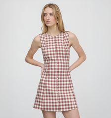 The Angie Dress - Cognac Gingham