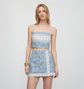 The Anya Top - Dusty Blue Gemstone Mosaic Scarf