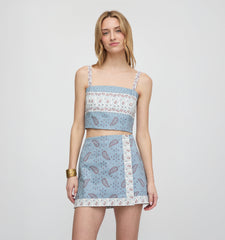 The Anya Top - Dusty Blue Gemstone Mosaic Scarf