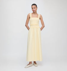 The Azalea Maxi Nap Dress - Butter Yellow Tonal Seersucker