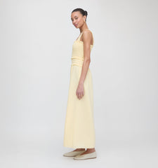 The Azalea Maxi Nap Dress - Butter Yellow Tonal Seersucker