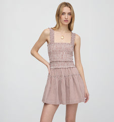 The Azalea Mini Nap Dress - Cognac Gingham