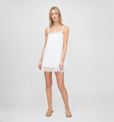 The Bexley Dress - White Voile with Lace Trim