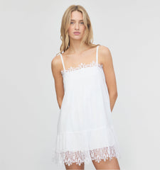 The Bexley Dress - White Voile with Lace Trim