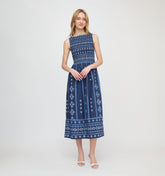 The Cosima Nap Dress - Navy Diamond Batik