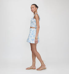 Roller Rabbit x Hill House Cropped Paz Top - Blue Sherwood Forest Monkey