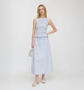 The Delphine Nap Skirt - Blue Swiss Dot