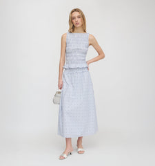 The Delphine Nap Skirt - Blue Swiss Dot