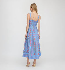 The Ezra Dress - Blue Floral Batik Stripe