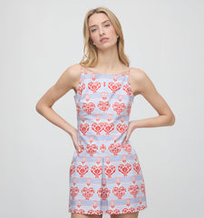 The Fae Dress - Poppy Damask Stripe