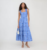 The Kimmy Maxi Nap Dress - Blue Arcadia Border