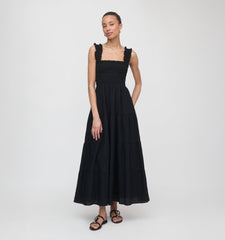 The Kimmy Maxi Nap Dress - Black Tonal Seersucker