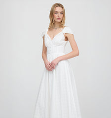 The Lucille Dress - White Crinkle Check