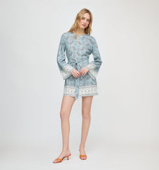 The Magnolia Tunic - Dusty Blue Gemstone Mosaic Scarf