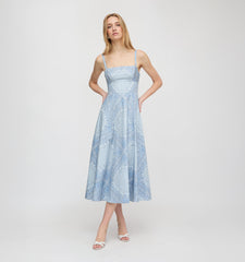 The Margot Dress - Dusty Blue Paisley Scarf