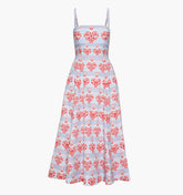 The Margot Dress - Poppy Damask Stripe